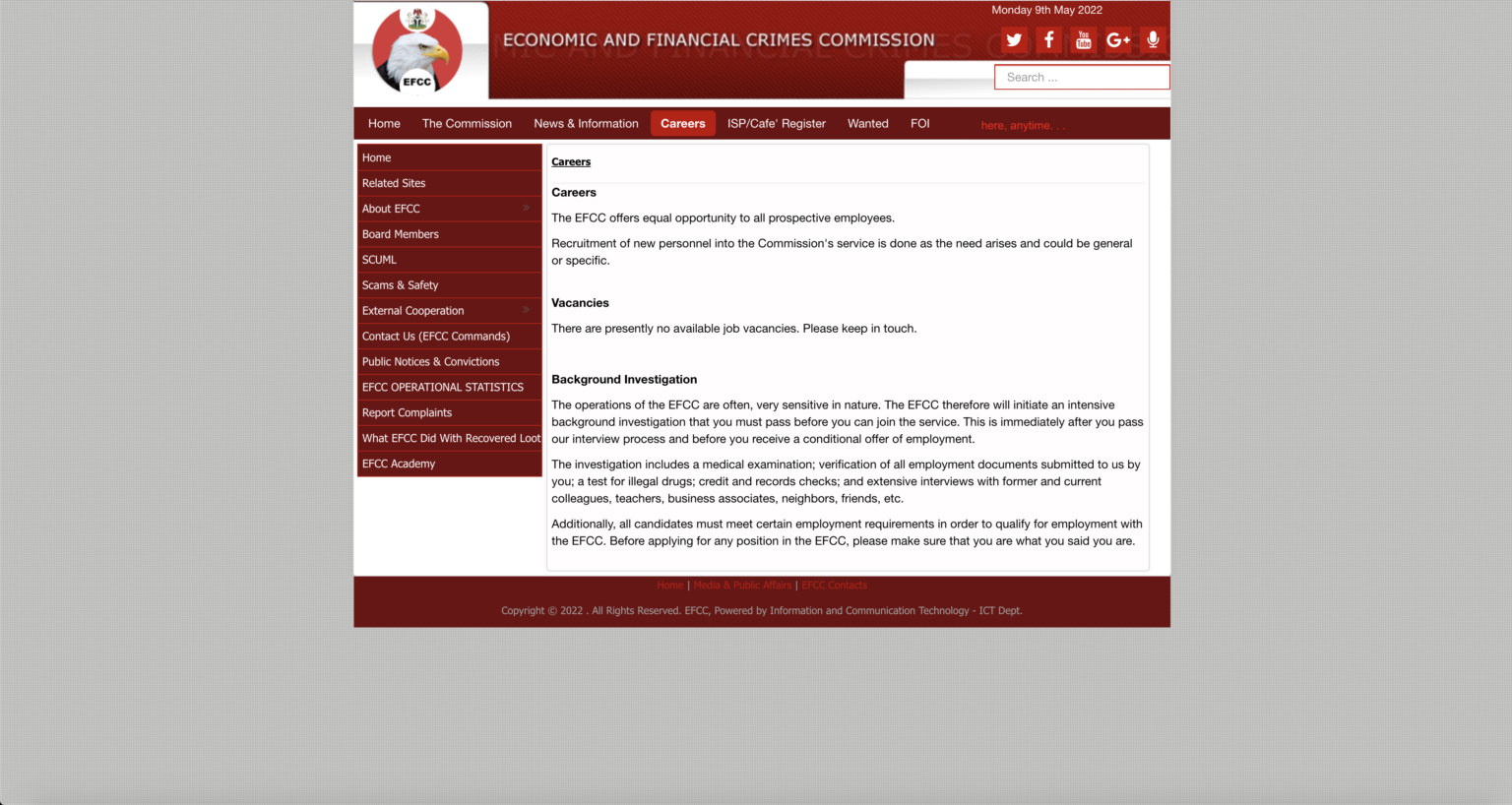 EFCC Recruitment 2023 2024 Application Portal Form Www efcc gov ng career